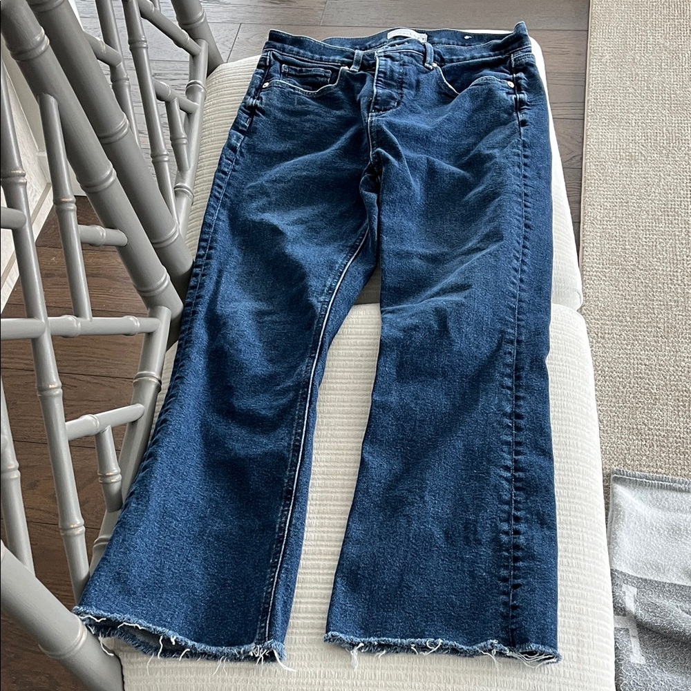 Loft high waist deconstructed hem kick crop 28/6 jeans